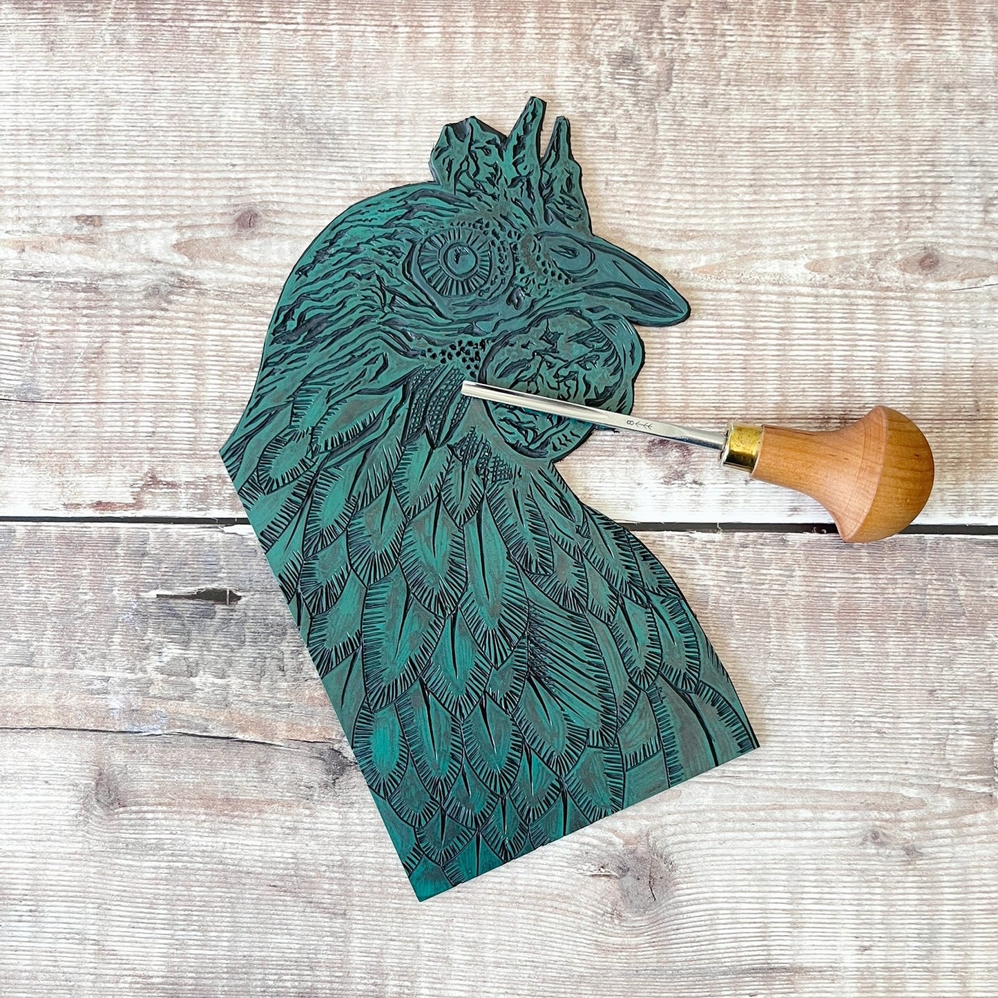 Lino and cutting tool used for chicken print.